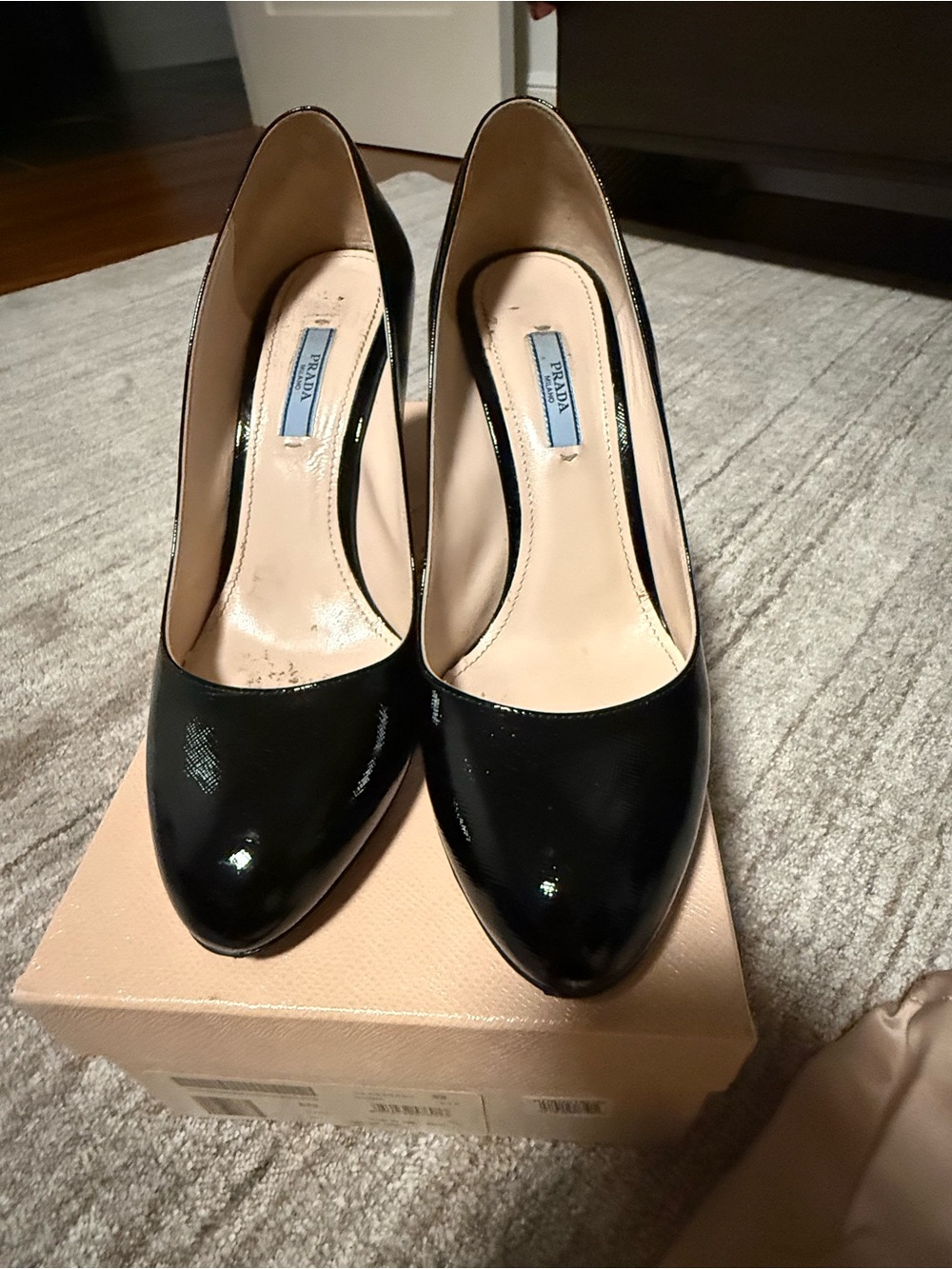 Prada Black Patent Leather Pointed-Toe Pumps - Classic High Heels